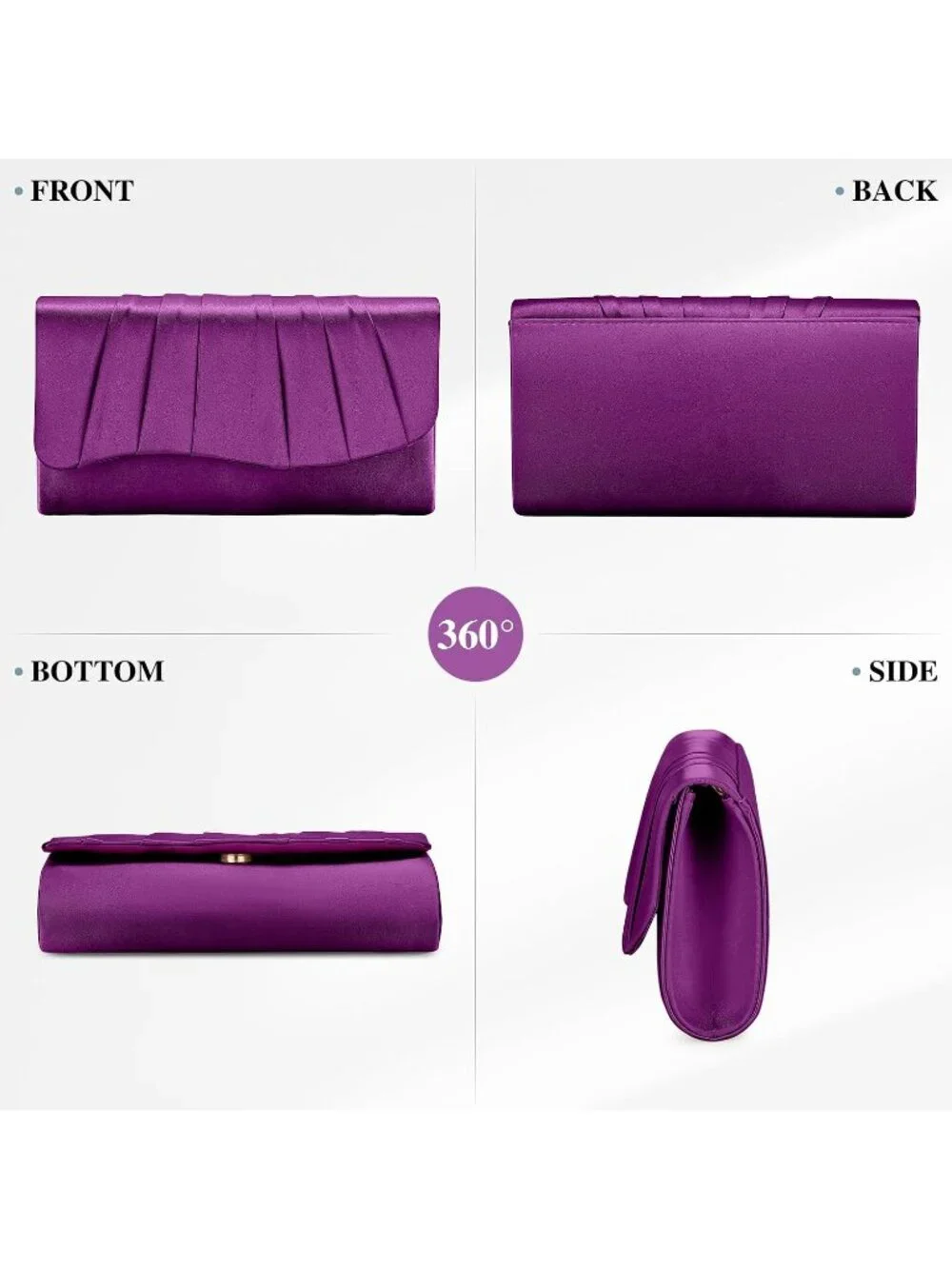 👜 Women's Purple Formal Elegant Evening Bag Magnetic Satin Formal Clutch Purses